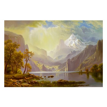 【御畫房】天山湖畔 國家一級畫師手繪油畫60×90cm(VF-86)