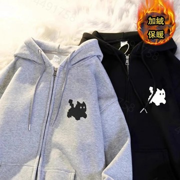 【隔日到貨！貓咪印花】高質量680g純棉外套 秋冬季連帽外套男女同款 美式復古Oversize 外套 長袖上衣 冬天外套