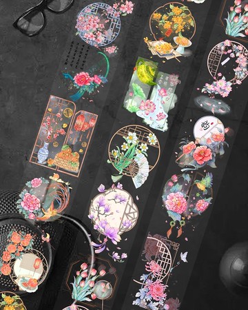 花神令 PET 紙膠帶 白墨 貝殼光 10米卷