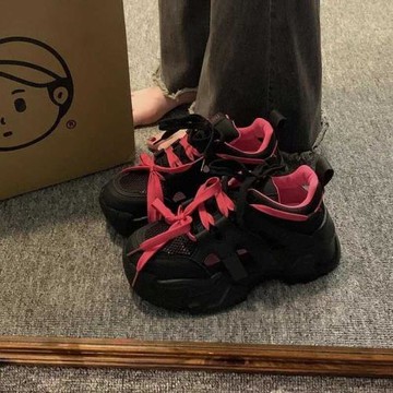 透氣網面爆款老爹鞋女2025年夏季新款輕便小個子厚底休閑運動鞋女