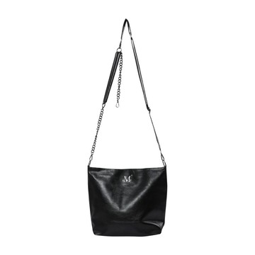 韓國 MUCENT LUXE LETHER SHOULDER BAG 雙背帶皮革肩背包 黑色 BLACK