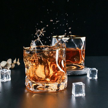 日式威士忌酒杯家用透明網紅磨砂玻璃杯水杯ins風杯子套裝啤酒杯