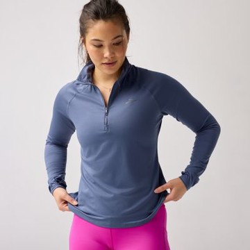 BROOKS 女 Dash 奔跑半拉鏈長袖上衣 3.0_暗影藍(221733414)