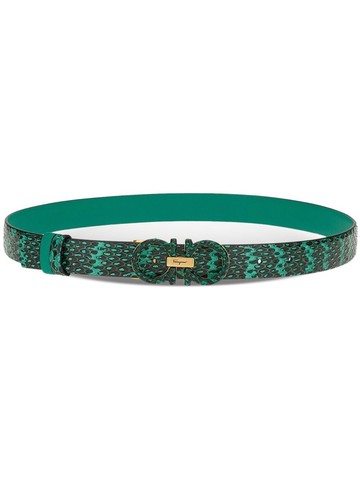 Ferragamo - Gancini leather snakeskin-effect belt - women - CALFSKIN/Elaphe Carinata - 100 - Green