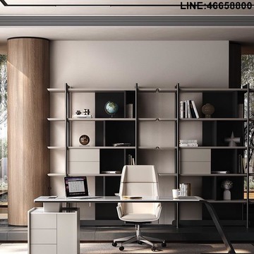 免運 開立發票 置物架 收納架 展示架 組合架 意式不銹鋼書架置物架落地客廳簡約書房書櫃家用墻邊辦公室收納架