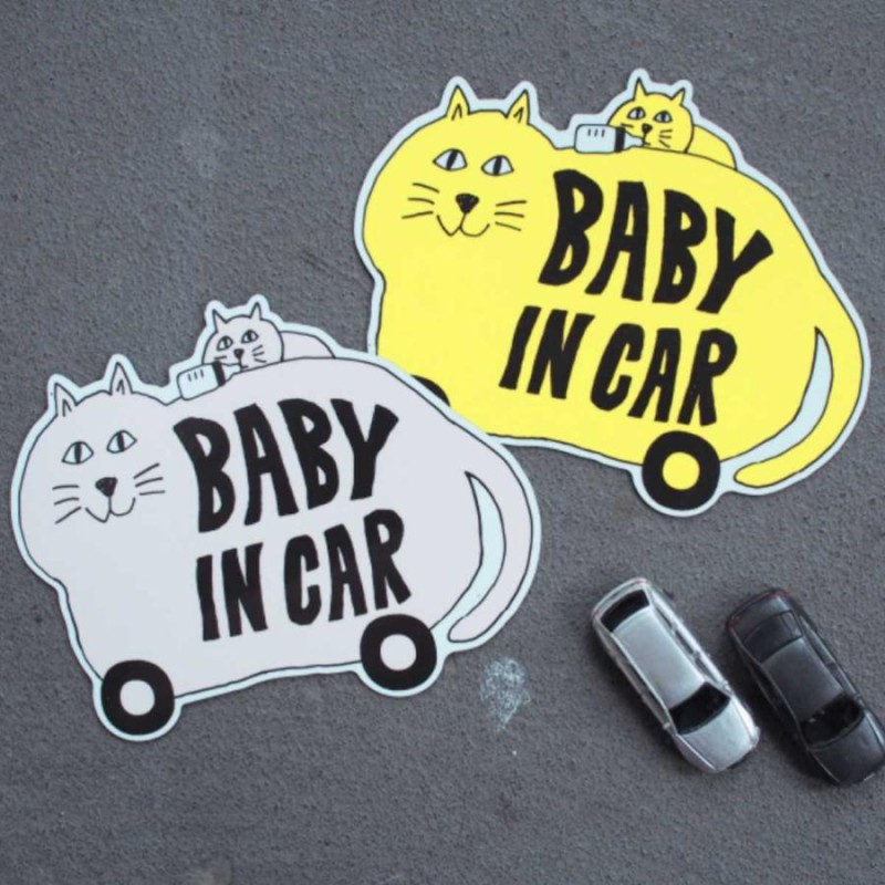 セーフティサイン Lien de famille Baby in car ねこちゃん （ カーサイン セーフティ サイン ステッカー ねこ マグネット  車 赤ちゃん ベビー ） | LINEブランドカタログ