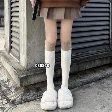 假疊穿純色拼接小腿襪秋冬基礎百搭堆堆襪小眾個性日系少女中筒襪