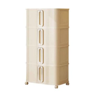 雙推門摺疊收納櫃-四層 (夾縫儲物櫃/推拉門置物櫃/衣服收納箱)