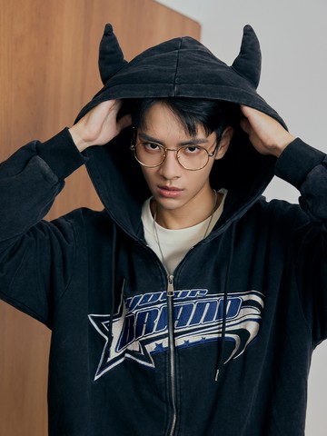 街頭潮流惡魔連帽薄外套