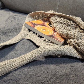 純棉手工扇形鉤織提袋 購物袋 客製