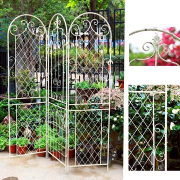 做舊戶外花園鐵藝爬藤架鐵線蓮花支架庭院園藝月季網格屏風花架