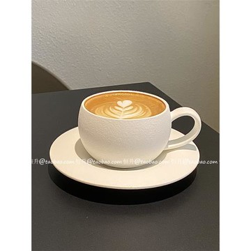 復古磨砂石紋陶瓷蛋杯咖啡杯碟拿鐵拉花杯下午茶精致伴手禮禮物