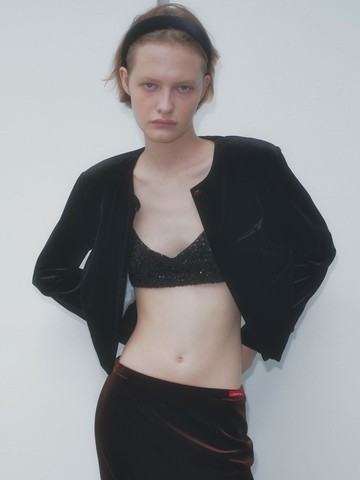 SPANGLE BUSTIER TOP_BLACK