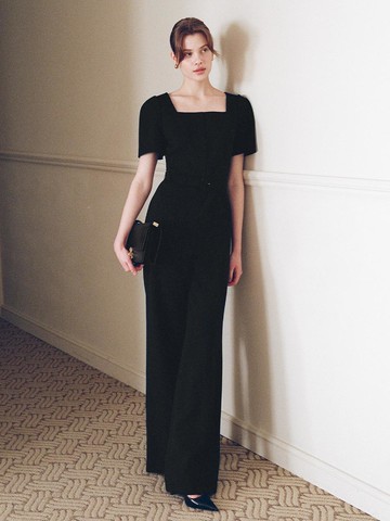 XENA Square-neck Jumpsuit [Black]