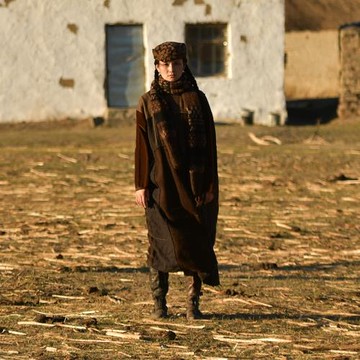 左岸迷香原創設計羊毛混紡拼接連衣裙 寬松休閑袍子22FW5014