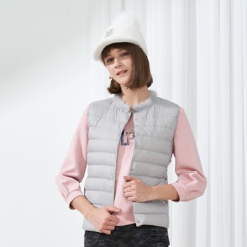 CLL巧玲瓏 保暖毛領羽絨背心(灰色) 5244407