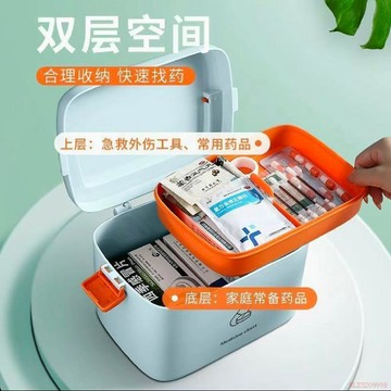 桃園出貨✨雙層便攜式新款家庭醫藥箱藥盒寶寶收納盒藥箱家用醫藥箱個人小型