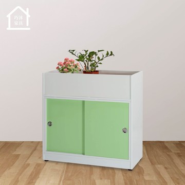 2.7尺拉門塑鋼花檯 花架 戶外置物櫃 室外收納櫃 防水防潮塑鋼家具【巧沐家具】