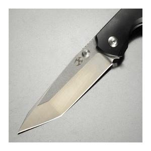 Kansept Knives 折りたたみナイフ WARRIOR タントー 直刃 チタンハンドル 収納ポーチ付き ブラック K1005T1