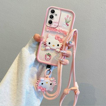 適用三星Galaxy A15 4G/5G海外版手機殼A14 5G國際版A13 4G/5G氣囊防摔掛脖繩子保護套個性創意卡通可愛新款