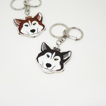 哈士奇 自創犬貓多圖樣 雙面 壓克力鑰匙圈 / 吊飾 / 吊牌