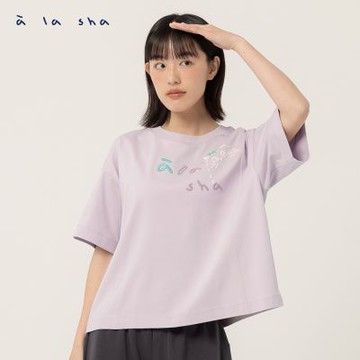 a la sha 探頭miao繡花後開衩短T