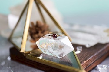 1月誕生石-3.5mm紅石榴石銅線戒指 可尾戒 多色選