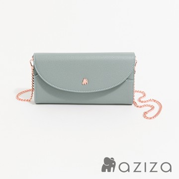 aziza FAY可拆式鏈帶手拿皮夾包 鬱蔥綠