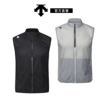 【DESCENTE】迪桑特 男士 極輕量可收納運動背心(黑色/灰色)