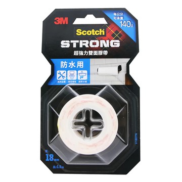 3M Scotch 超強力雙面膠帶 防水用 V1807N 18mm x 1.5m  紅色  1捲