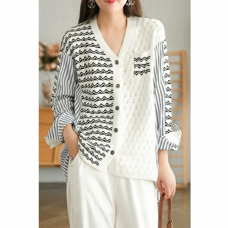 カーディガンニットカーディガンレディーストップス長袖羽織り早秋配色アウトドアキャンプコーデ異素材おしゃれシャツチェック柄秋冬 通販 Lineポイント最大0 5 Get Lineショッピング