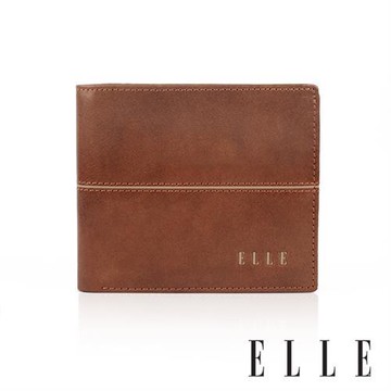 【ELLE HOMME】3卡窗格ELLE皮夾/男夾/短夾(淺咖啡色)