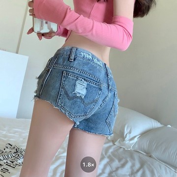 辣妹破洞牛仔短褲女夏季小個子低腰顯瘦純欲性感百搭a字直筒熱褲