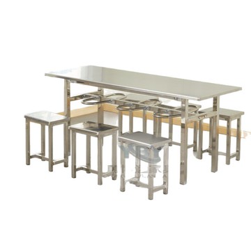 掛凳不銹鋼成套餐桌椅組合 4人6人8人分體食堂餐館掛凳不銹鋼餐臺[DD010109]