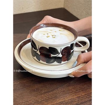 中古風陶瓷咖啡杯碟高檔手繪馬克杯高顏值復古下午茶杯碟伴手禮
