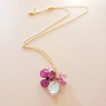 彩虹水滴與小花項鍊