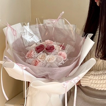 情人節仙女花束【Flora Flower】永生花束－浪漫芭蕾粉   永生花  生日 情人節 禮物