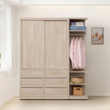 直人木業-ELENA當代日系164公分標準六抽衣櫃