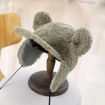 小紅帽親子系羊羔毛護耳雷鋒帽冬季御寒卡通耳朵防寒帽子兒童冬帽1入