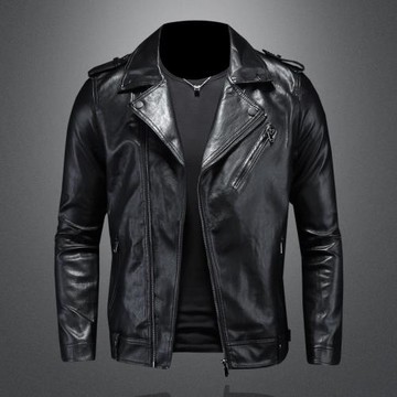 漫威毒液歐美翻領西部皮衣男機車帥氣春秋派克服青年修身皮夾克潮