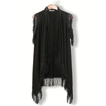 夏季男士開衫馬甲日韓個性流蘇披風無袖坎肩薄外套休閑馬夾背心男