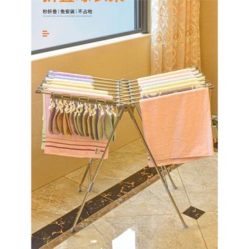 不銹鋼兒童落地架新生兒嬰兒寶寶小孩暖氣片童裝衣架折疊曬晾衣掛