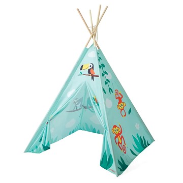 Janod 法國兒童帳篷 輕巧易攜帶 透氣舒適  雨林大冒險 藍色  119 x 119 x 160cm  1個