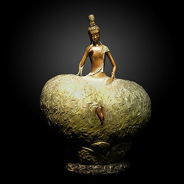 子問 銅雕 蓮華心(觀世音菩薩) 限量36件 作品上有作者親自簽名 附作品典藏證明書55x35x72cm 19kg
