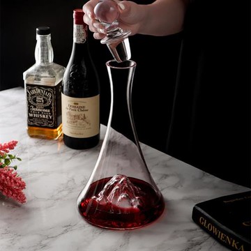 源頭束腰冰山快速醒酒器奢華冰藍水晶玻璃大肚醒酒壺家用套裝