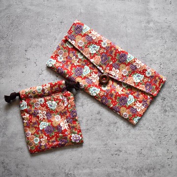 開運喜氣組合(存摺袋+印章袋)_大喜紅花