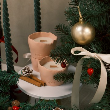 【Apia】快速出貨🎄聖誕限定｜冬島微光 手工水泥杯香氛蠟燭 80g｜木質調｜聖誕禮物｜收禮者自選香味