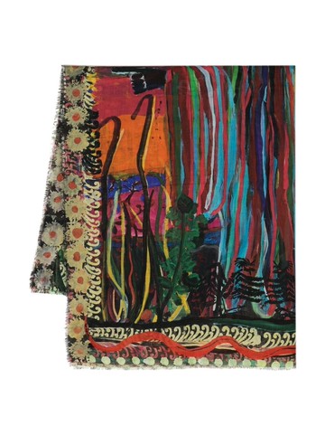 Givenchy - illustration-print cashmere scarf - unisex - Silk/Cashmere - One Size - Red