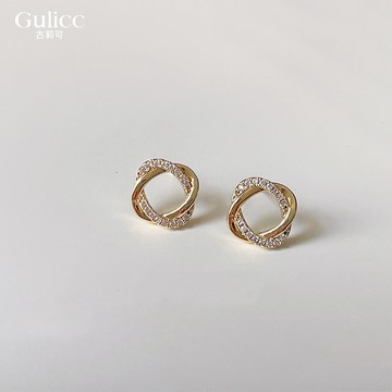 耳環/耳針 Gulicc 耳環 法式 復古 鑲鑽