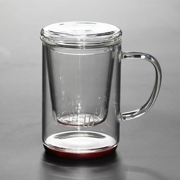 耐熱過濾錘紋三件式泡茶杯家用帶蓋水杯快客杯喝茶杯懶人泡茶杯